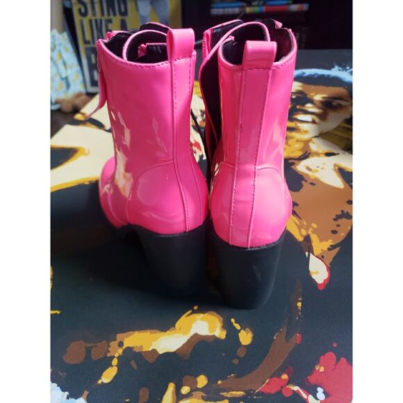 Top Moda Women's High Heel Bohemian Ankle Boots Size 7 Hot Pink - Picture 3 of 6
